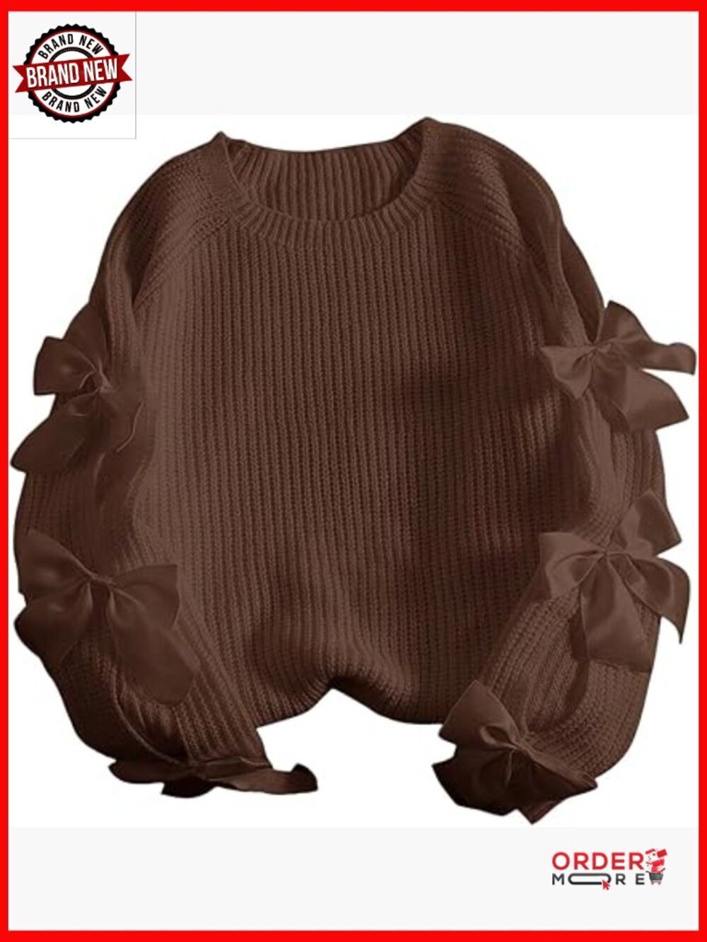 Plus Size Bow Cutout Crewneck Sweater Coquette Knit Pullover Chunky